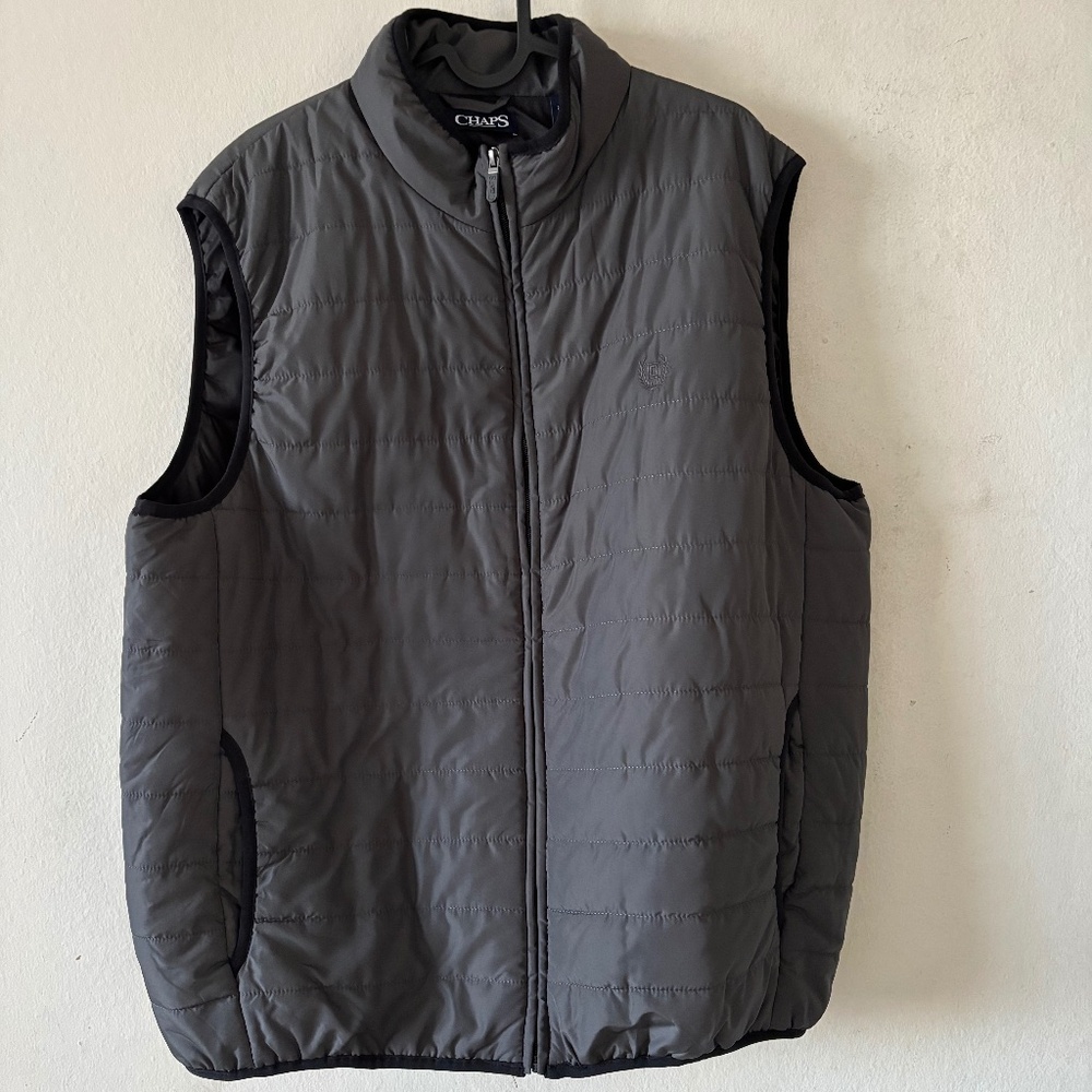Chaps Quilted Lightweight Packable Vest Men's Dark Grey XL NWOT